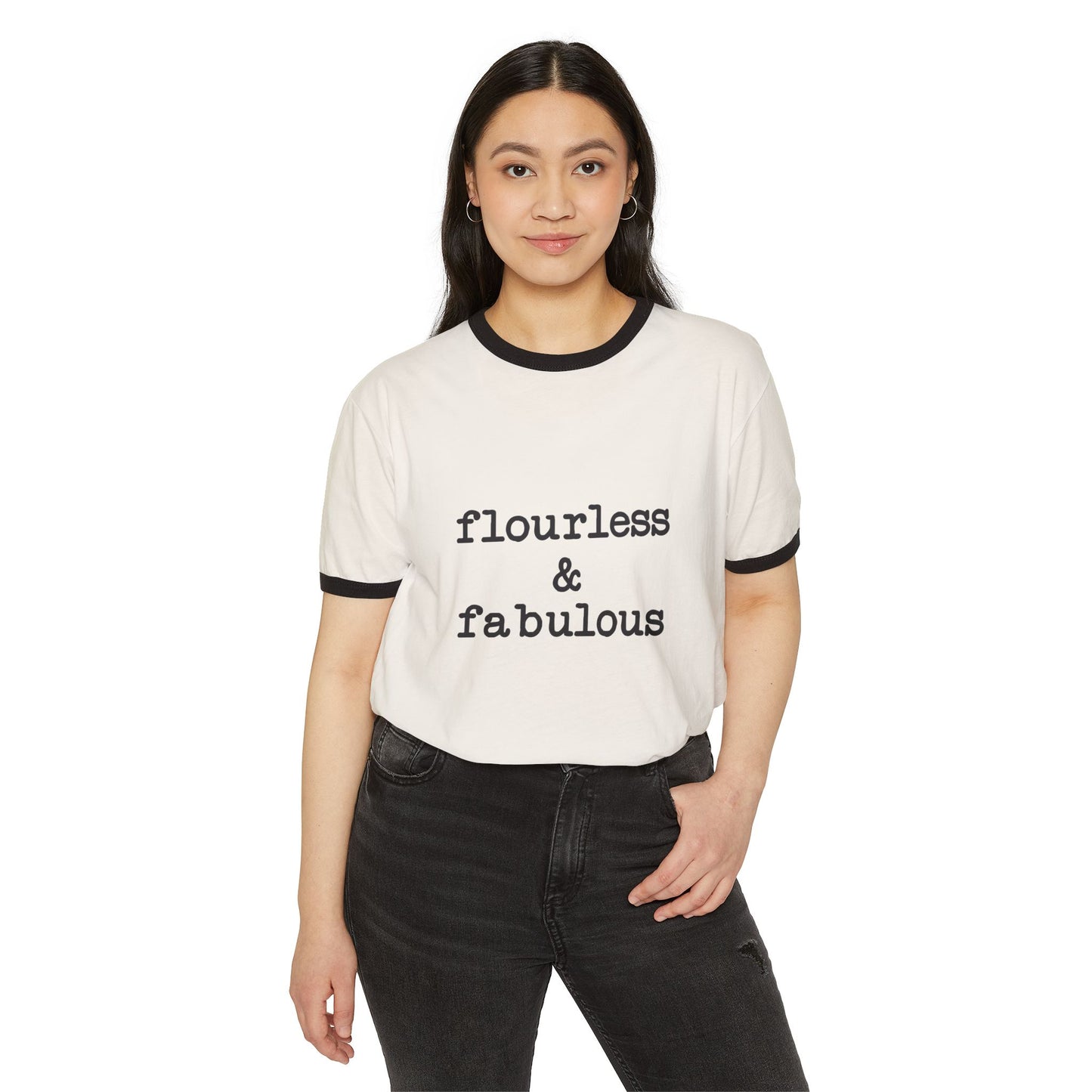 "flourless & fabulous" Unisex Ringer T-Shirt