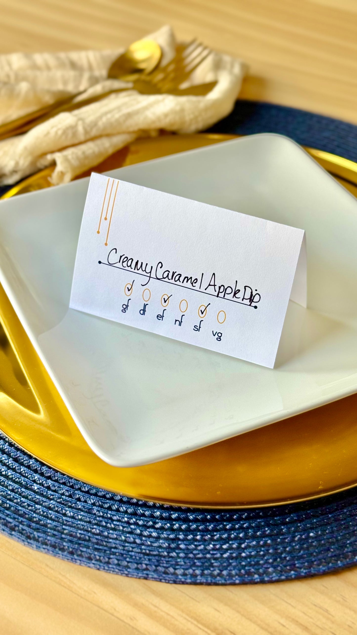 Mid-Century Drip- Elegant Food Allergy Tent Cards
