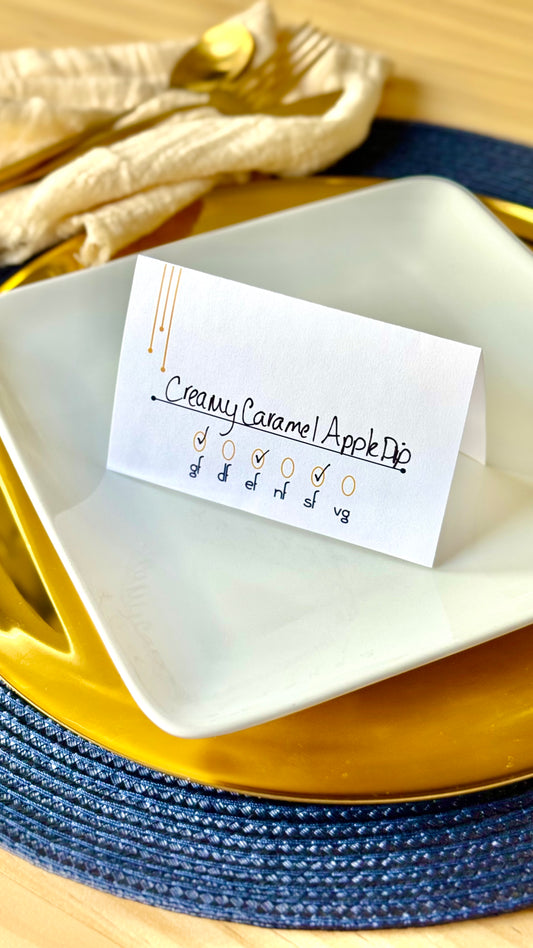 Mid-Century Drip- Elegant Food Allergy Tent Cards