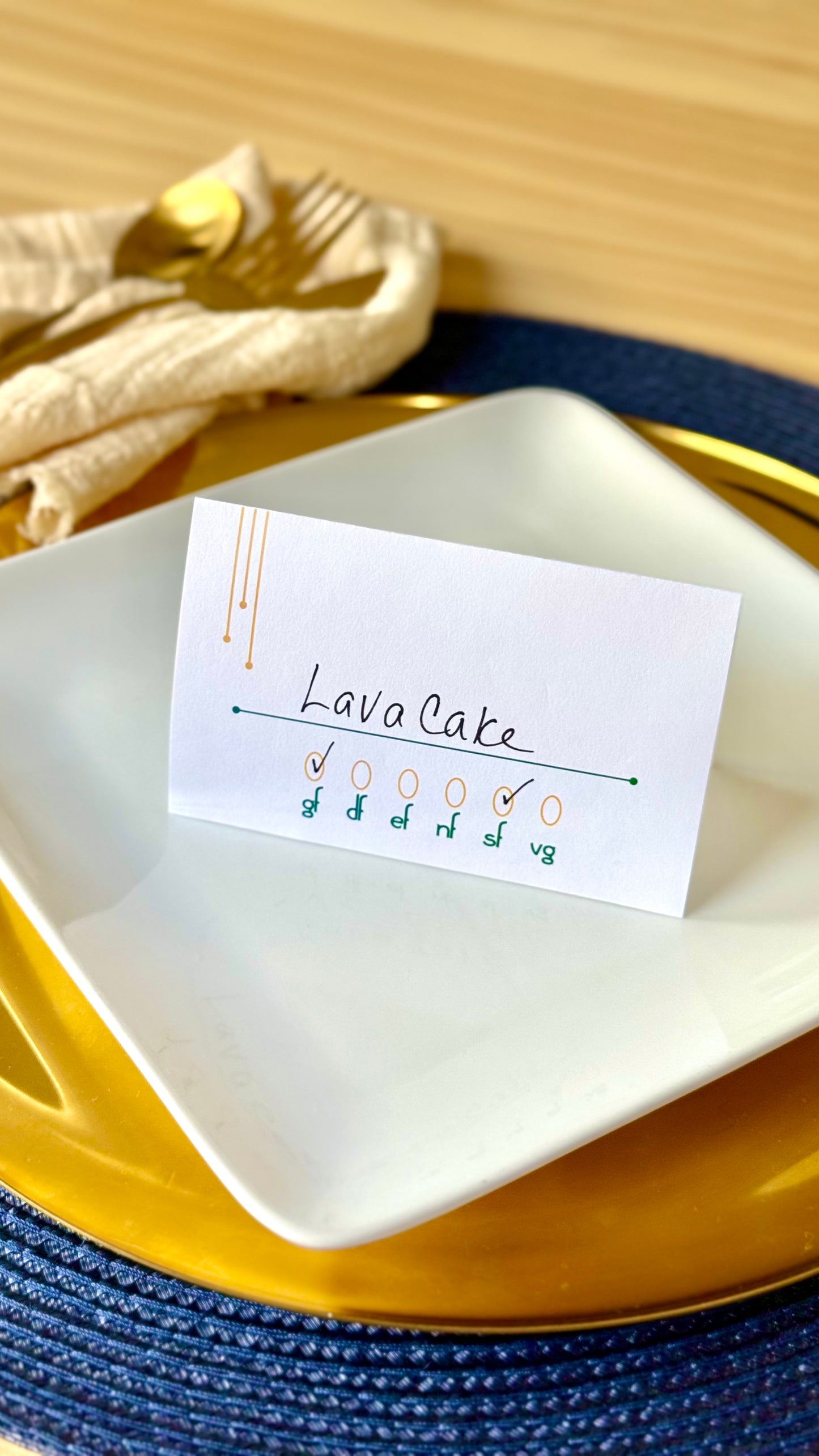 Mid-Century Drip- Elegant Food Allergy Tent Cards