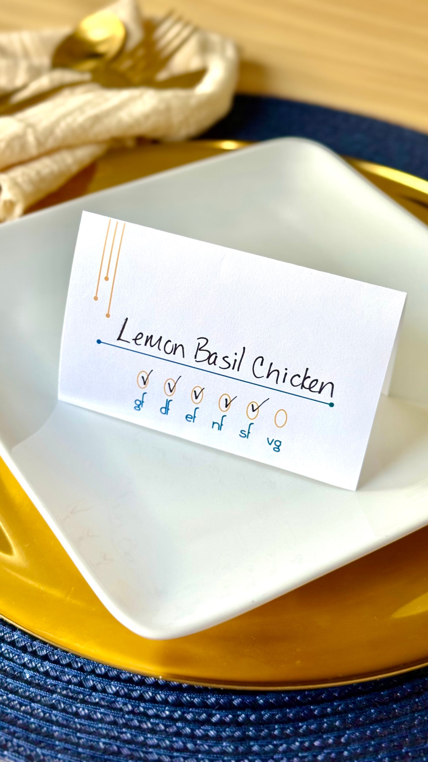 Mid-Century Drip- Elegant Food Allergy Tent Cards