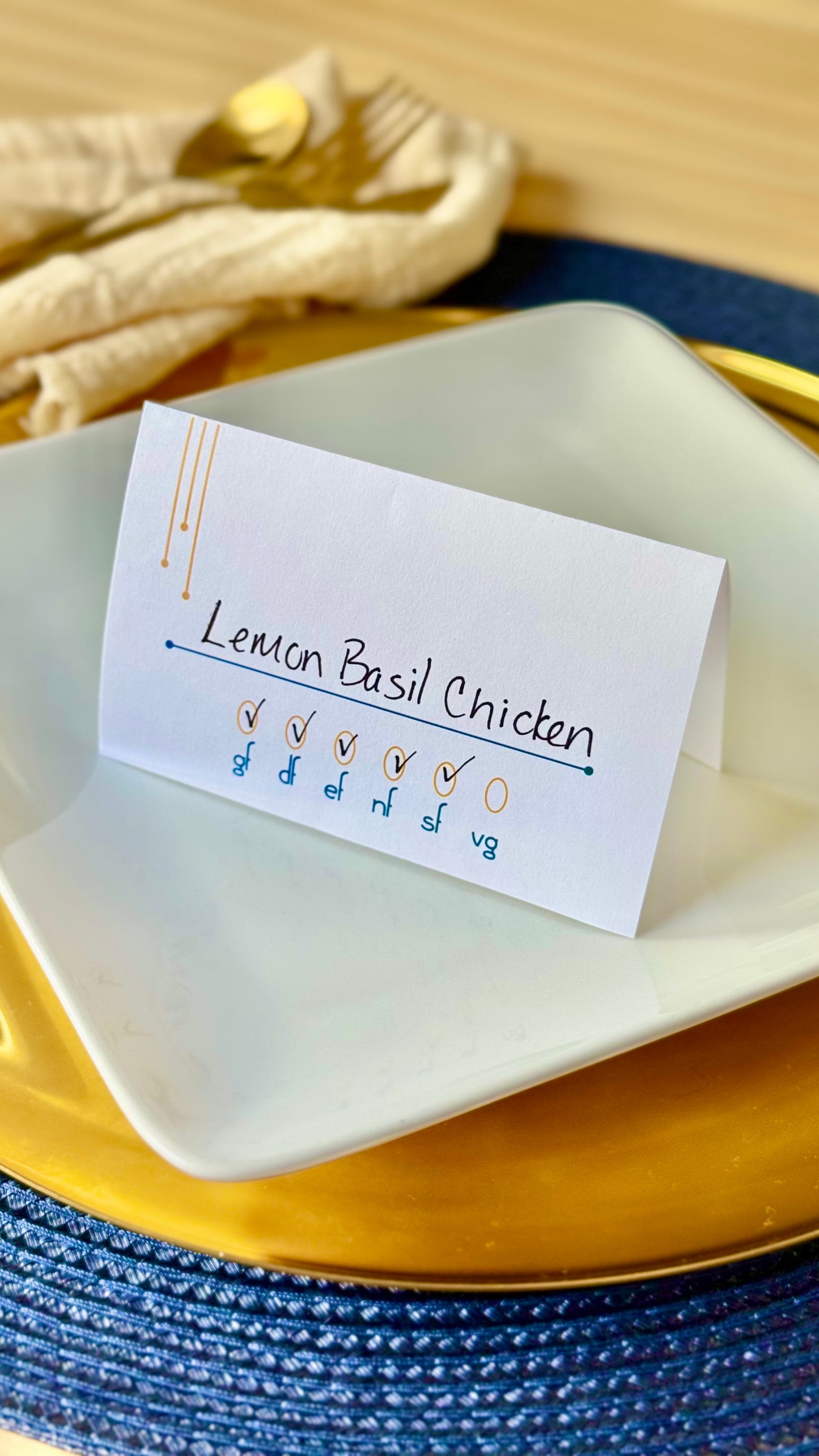 Mid-Century Drip- Elegant Food Allergy Tent Cards