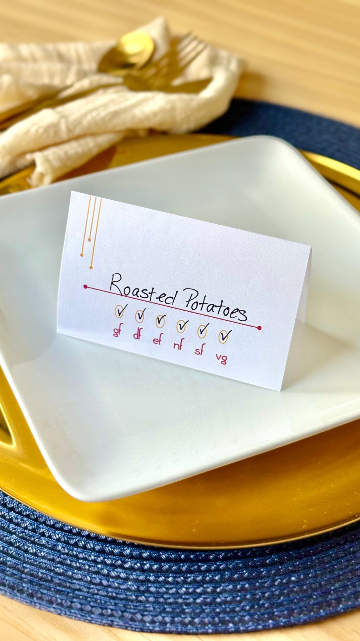 Mid-Century Drip- Elegant Food Allergy Tent Cards