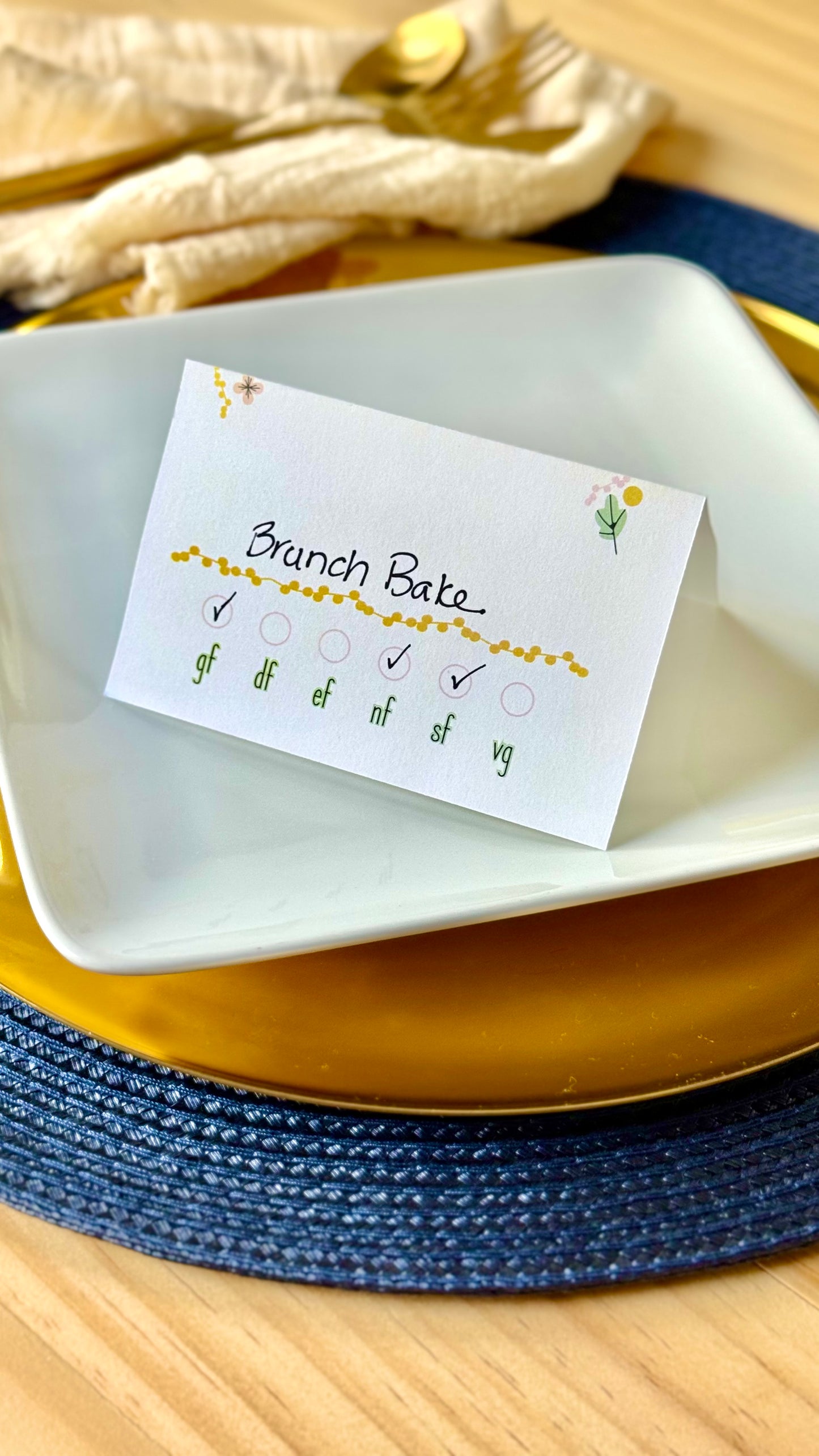 Garden Design- Elegant Food Allergy Tent Cards